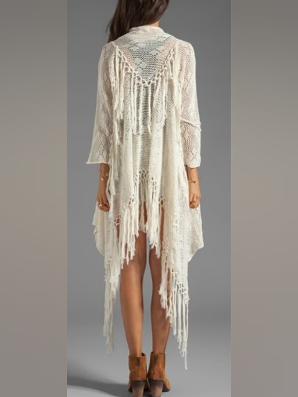 Spell Lola Fringe Knit Cardigan OS